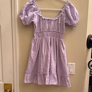 Pink Lily Lilac Puff Sleeve Babydoll Mini Dress